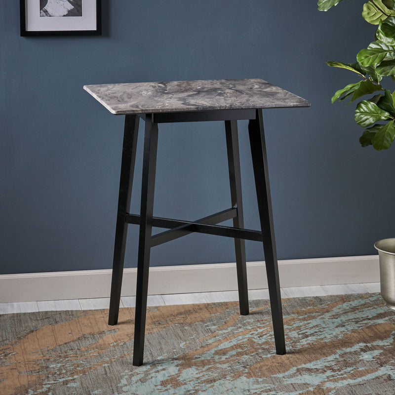 Modern Noble House bar height dining table with rubberwood legs and laminate tabletop, ideal for contemporary bar or kitchen spaces.