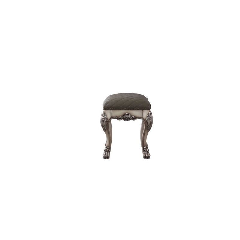 Dresden - Vanity Stool - Vintage Bone White & Synthetic Leather - R&R Furniture Gallery (Fountain Valley, CA)