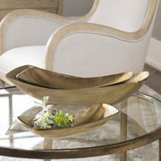 Set of three Uttermost Anas bowls in antique brass with intricate detailing, perfect for decorative or functional use.
