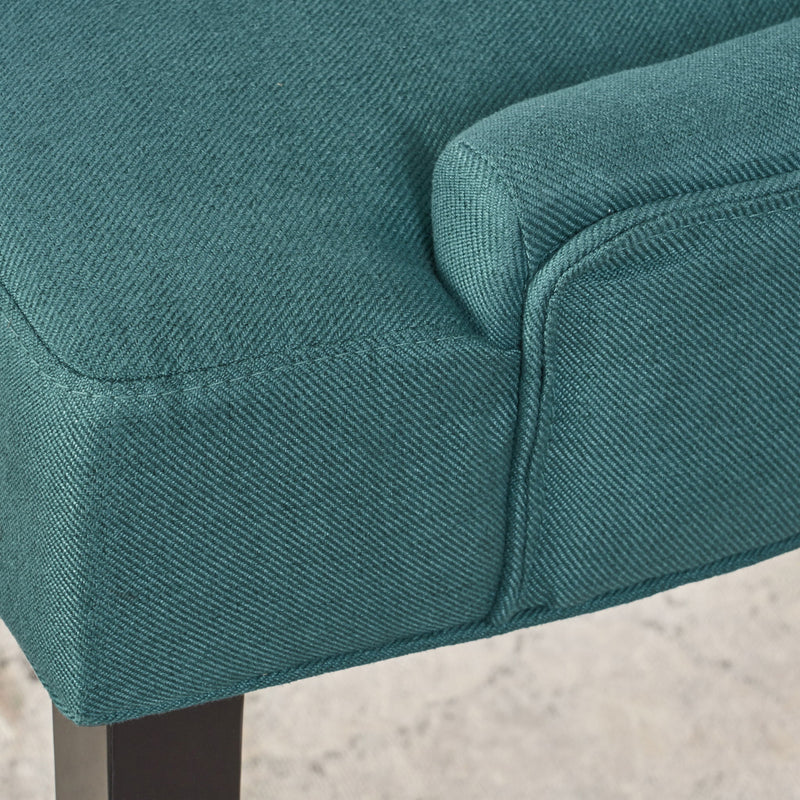 Dining Chair (Set of 2) With Upholstered Diamond Tufting And Espresso Birch Legs - Teal - R&R Furniture Gallery (Fountain Valley, CA)