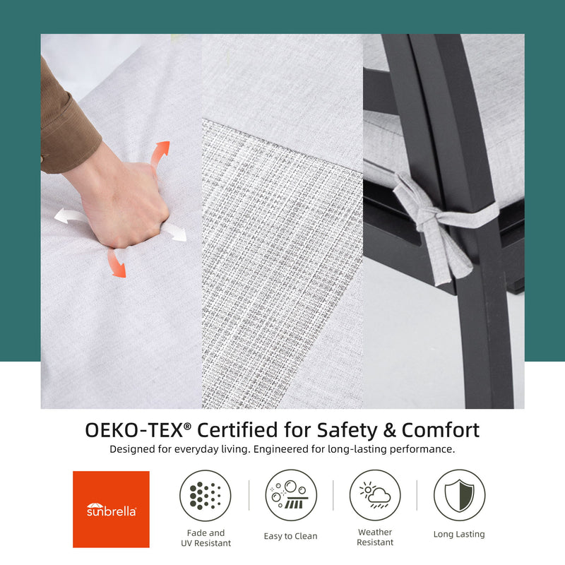 Outdoor Patio Furniture Dining Set With Sunbrella Fabric, Rectangular Table With Umbrella Hole - R&R Furniture Gallery (Fountain Valley, CA)