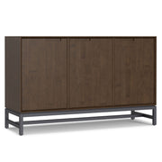 Simpli-Home Banting solid wood sideboard buffet with metal frame, modern industrial style for dining room storage.