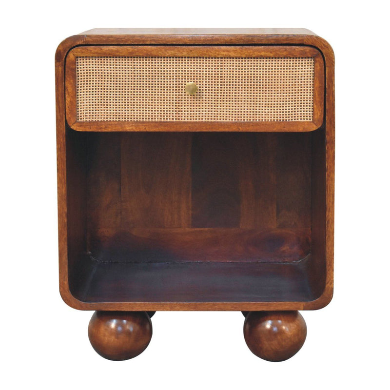 Open Woven Bedside Table, 1 Drawer - Chestnut - R&R Furniture Gallery (Fountain Valley, CA)