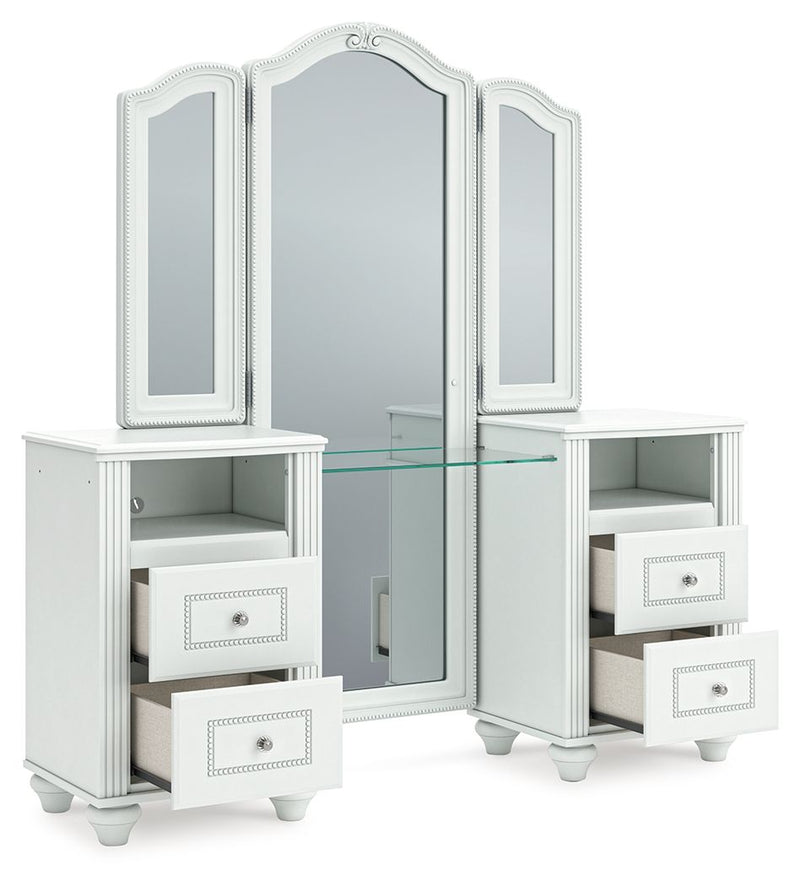 Kozlani - Vanity With Mirror - White - R&R Furniture Gallery (Fountain Valley, CA)