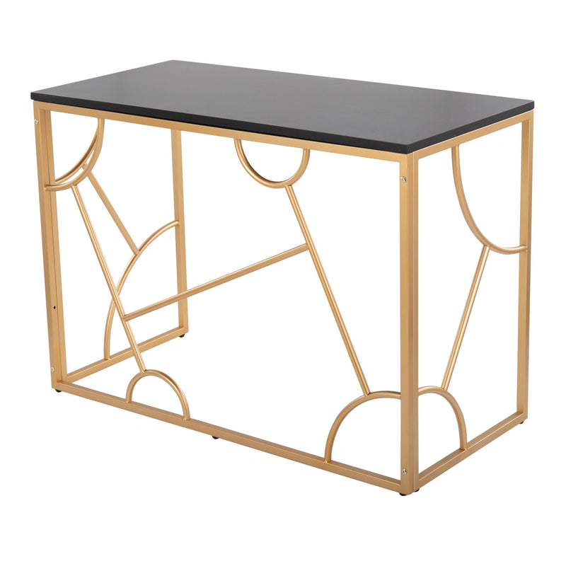 Lumi Source Constellation contemporary desk with a sleek wooden surface and modern design for home or office workspace.