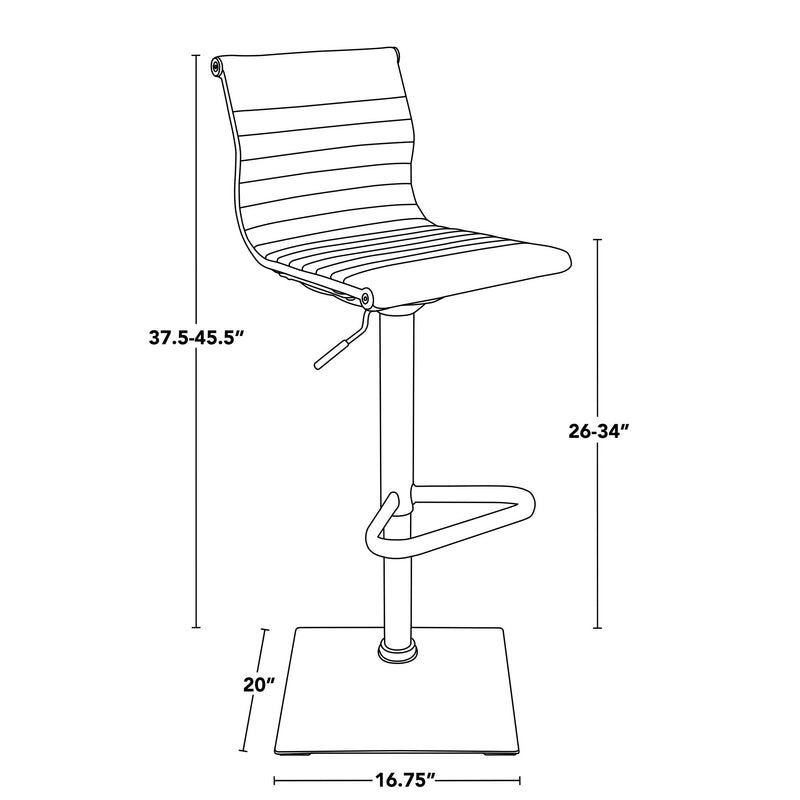 Lumi Source Masters contemporary adjustable barstool with swivel, bar height (28-30 inches), featuring a modern design and cushioned seat.