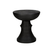 Black round indoor outdoor accent table by 8th Street, featuring a sleek design and sturdy metal construction.