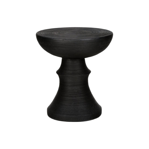 Black round indoor outdoor accent table by 8th Street, featuring a sleek design and sturdy metal construction.