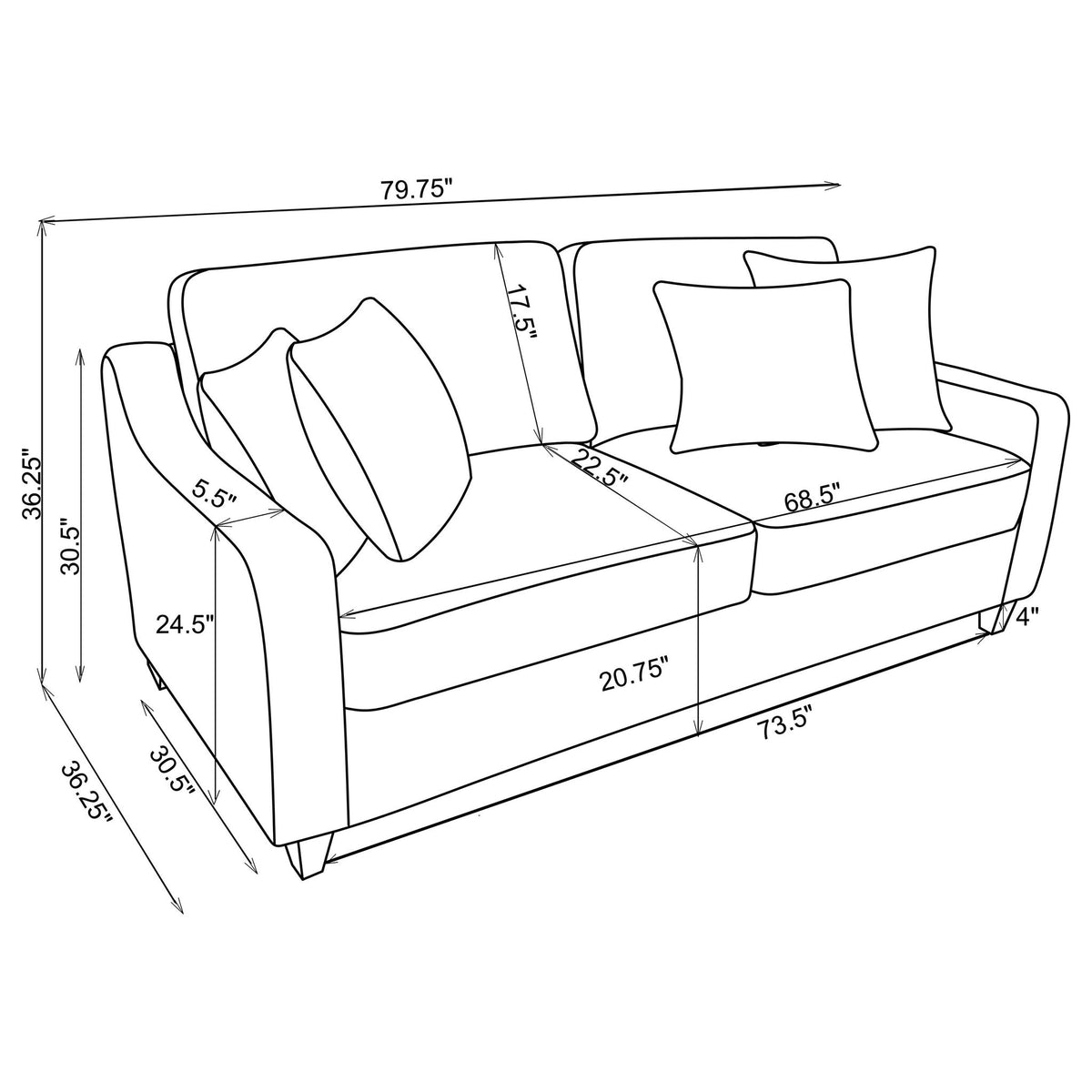 Mahaffey - 2 Piece Track Arm Living Room Set - Beige