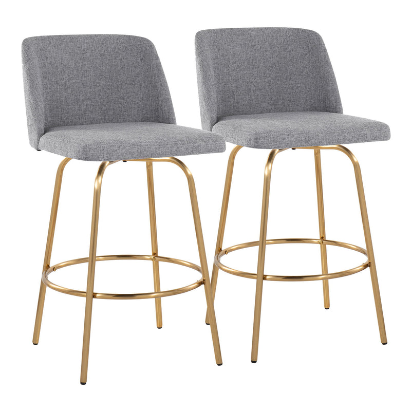 Toriano - Contemporary, Fixed Height Counter Stool With Swivel With Round Footrest (Set of 2) - R&R Furniture Gallery (Fountain Valley, CA)