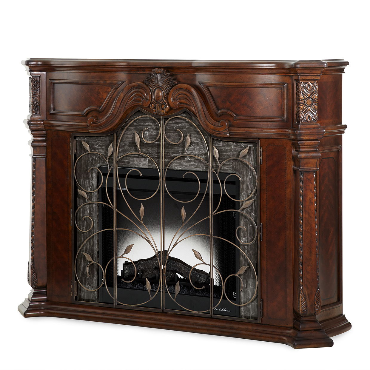 Windsor Court - Fireplace With Electric Insert - Vintage Fruit - R&R Furniture Gallery (Fountain Valley, CA)