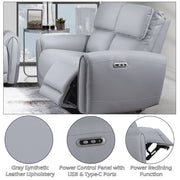 Gray synthetic leather Jeromie power motion loveseat by ACME with USB port, featuring reclining seats and modern design.