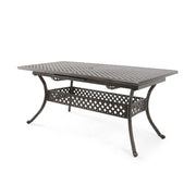 Outdoor Expandable Dining Table With Umbrella Holder, Lattice Pattern And Curved Legs - Black - R&R Furniture Gallery (Fountain Valley, CA)