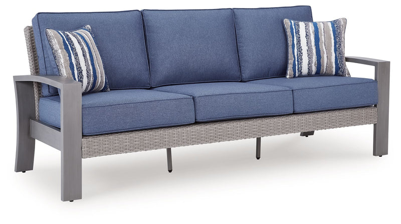 Half Moon Beach - Sofa With Cushion - Blue / Gray - R&R Furniture Gallery (Fountain Valley, CA)
