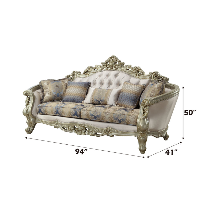 Gorsedd - Sofa With 5 Pillows - Fabric & Golden Ivory - R&R Furniture Gallery (Fountain Valley, CA)