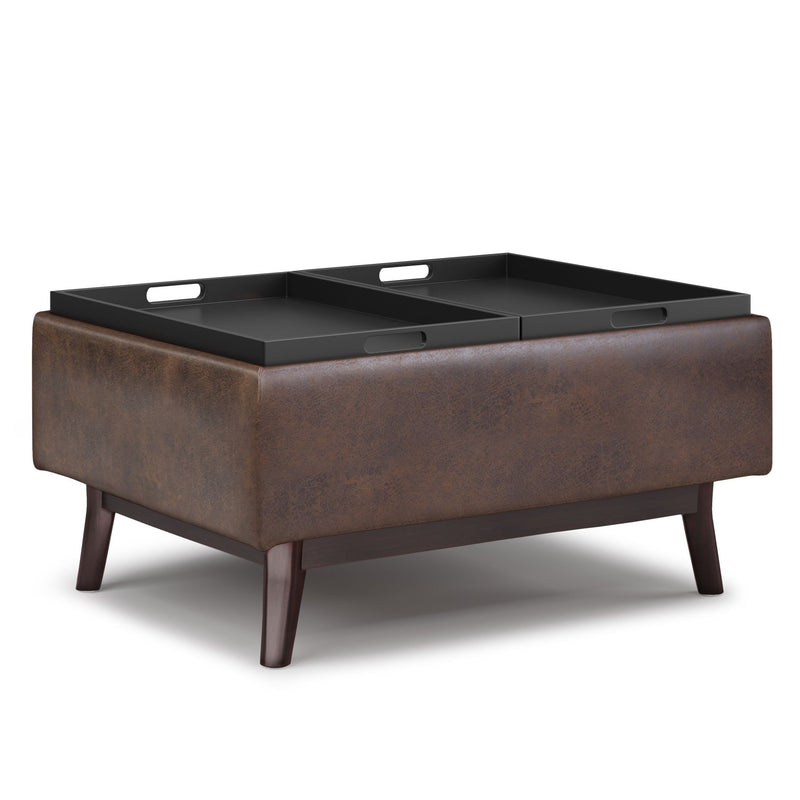 Owen - Tray Top Small Coffee Table Upholstered Storage Ottoman - R&R Furniture Gallery (Fountain Valley, CA)