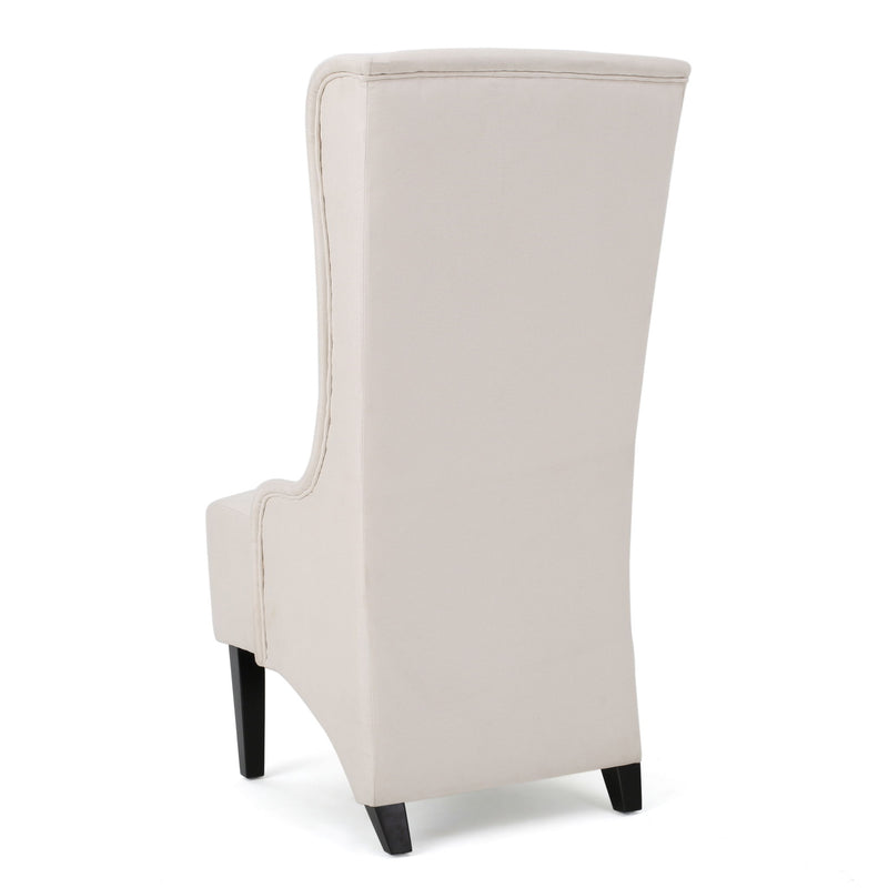 Set of two Noble House upholstered dining chairs with high backrests and birch wood legs, ideal for modern dining rooms.