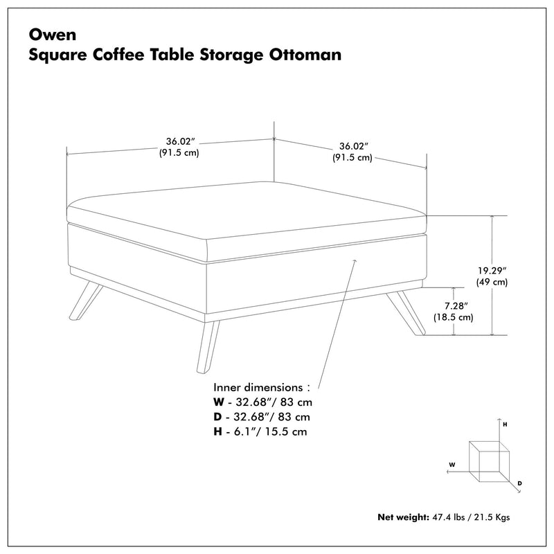 Owen - Multifunctional Square Coffee Table Storage Ottoman - R&R Furniture Gallery (Fountain Valley, CA)