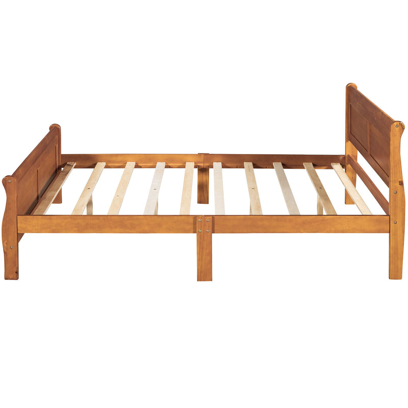 Platform Bed Frame Mattress Foundation Sleigh Bed With Headboard / Footboard / Wood Slat Suppor - R&R Furniture Gallery (Fountain Valley, CA)