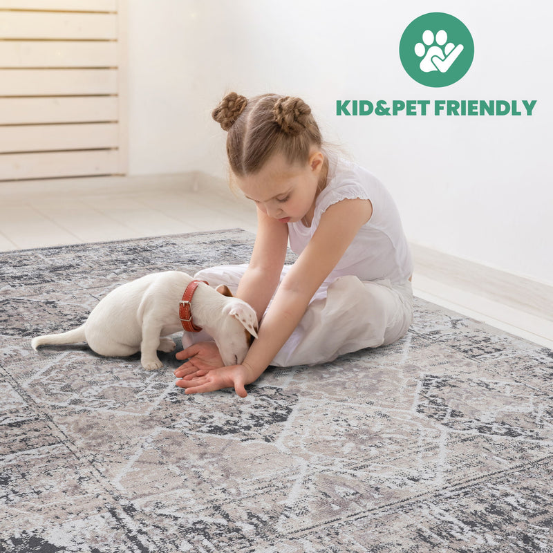 Payas - 6' X 9' Traditional Area Rug - Cream / Anthracite - R&R Furniture Gallery (Fountain Valley, CA)