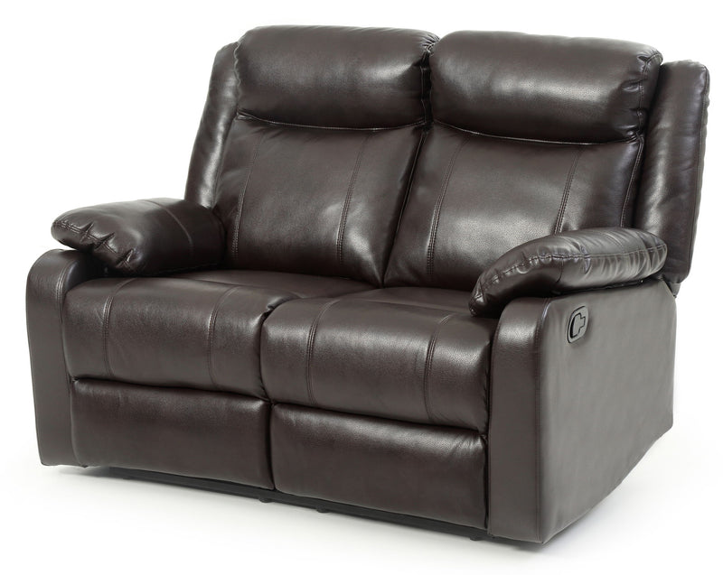 Glory Furniture Ward reclining loveseat for two, with plush cushions and reclining features in a modern living room setting.