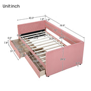 Halcyon Home storage daybed with two drawers and wood slat design, showcasing a sturdy frame and functional storage space.