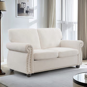 Soft Loveseat, Upholstered 2 Seater Couch, Loose Back Cushions And Turned Legs - R&R Furniture Gallery (Fountain Valley, CA)