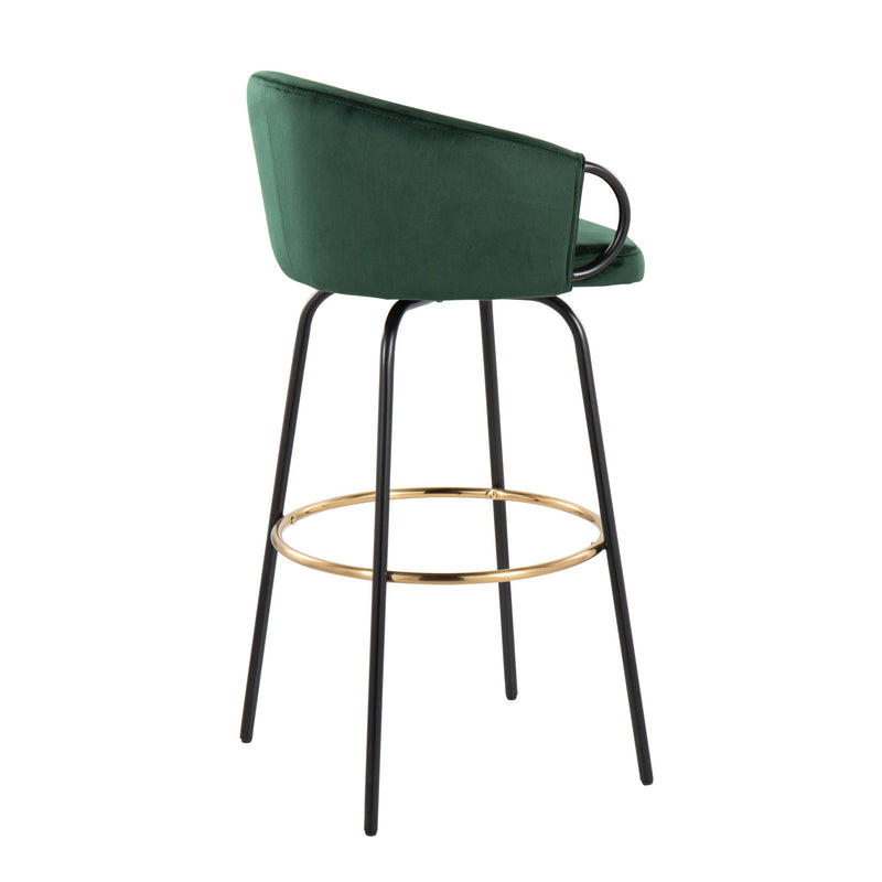 Set of two Lumi Source Claire contemporary glam barstools with footrests, featuring sleek design and modern upholstery.