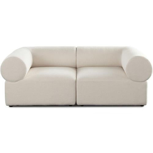 Zia 2PC Modular Sofa in Ivory Sherpa Fabric