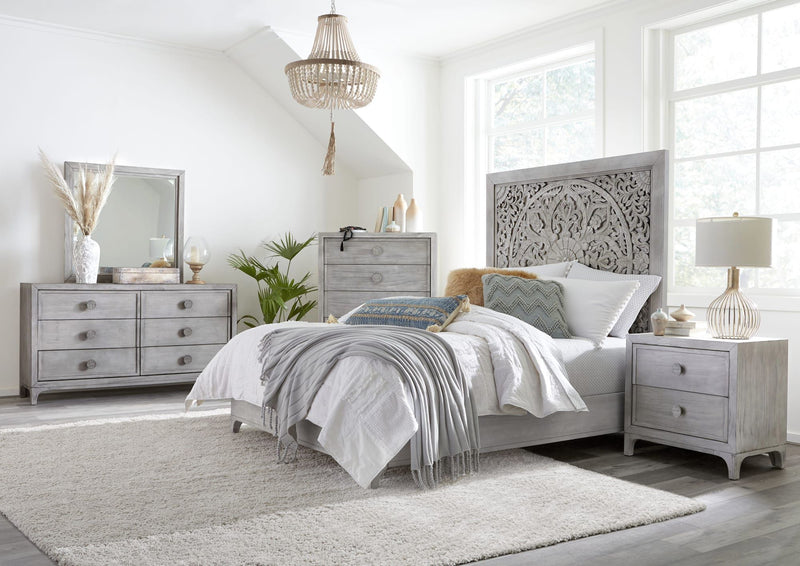 Boho Chic Five-Drawer Chest in Washed White (2024)
