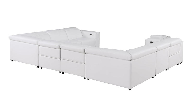 1208 - 8 Piece U Shaped Leather Sectional With 4 Power Recliners & Power Headrests