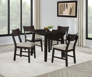 Catley 5-piece Round Drop Leaf Dining Table Set Dark Coffee
