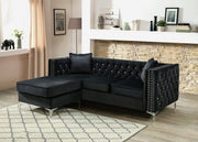 Glory Furniture Paige stationary sectional sofa with chaise, soft fabric upholstery and modern design, shown in a cozy living room setting.