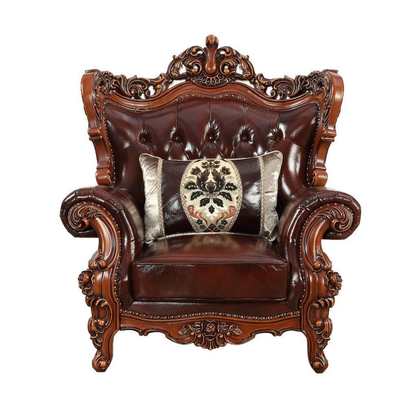 Eustoma - Chair - Cherry Top Grain Leather Match & Walnut - R&R Furniture Gallery (Fountain Valley, CA)