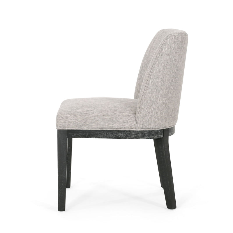 Set of two Noble House modern dining chairs with durable fabric upholstery and sturdy wooden frames, stylish and comfortable.
