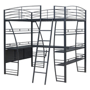 Loft Bed With 4 Layers Of Shelves And L-Shaped Desk, Stylish Metal Frame Bed With A Set Of Sockets, USB Ports And And Wireless Charging - R&R Furniture Gallery (Fountain Valley, CA)