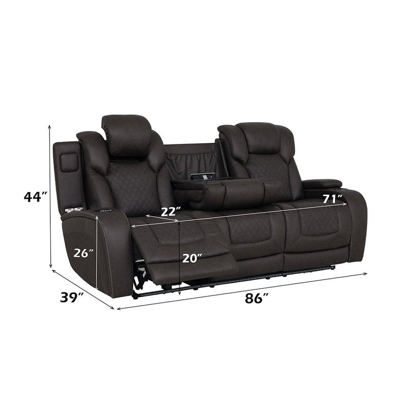 Wendell - Power Motion Sofa With Dropdown Table, Storage, USB & LED - Dark Gray - R&R Furniture Gallery (Fountain Valley, CA)