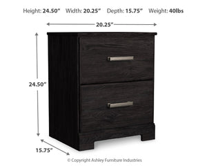 Belachime - Two Drawer Night Stand - Charcoal - R&R Furniture Gallery (Fountain Valley, CA)