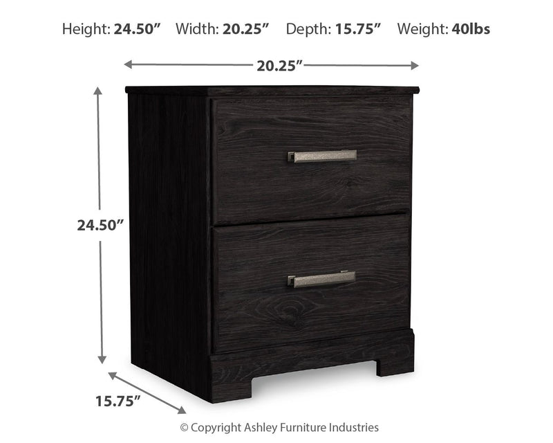 Belachime - Two Drawer Night Stand - Charcoal - R&R Furniture Gallery (Fountain Valley, CA)