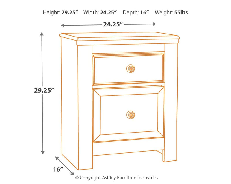 Paxberry - Two Drawer Night Stand - Whitewash - R&R Furniture Gallery (Fountain Valley, CA)