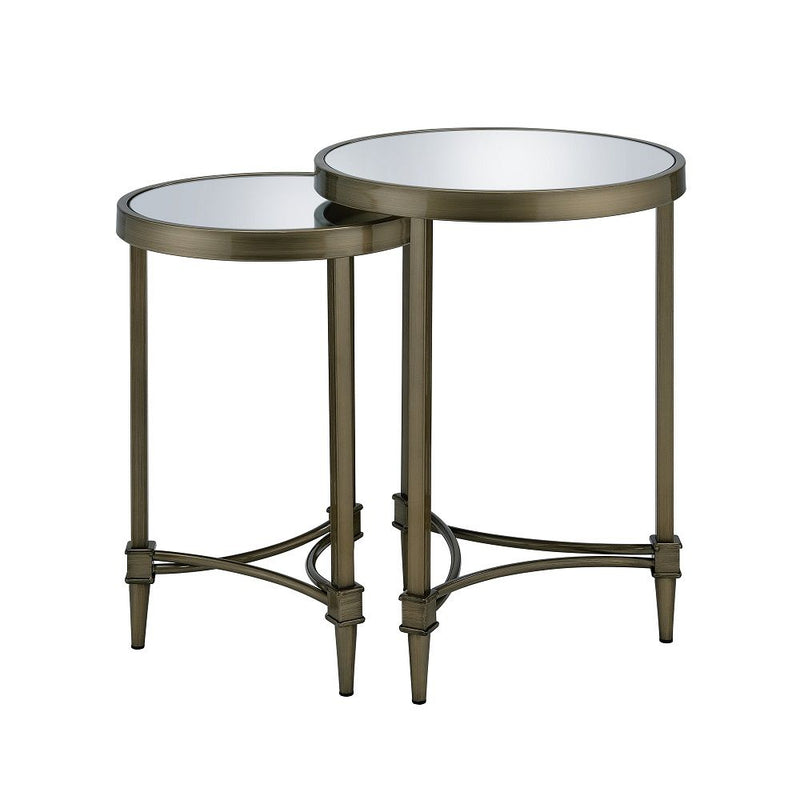 Aditya - Nesting Table - Mirrored & Antique Brass - R&R Furniture Gallery (Fountain Valley, CA)