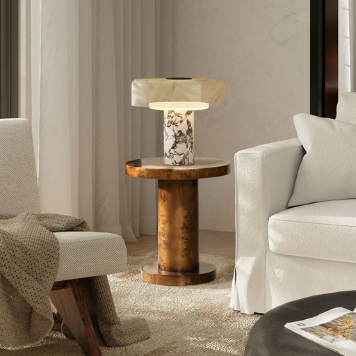 Bolin - Round Pillar Burl Accent Side Table - Walnut Brown - R&R Furniture Gallery (Fountain Valley, CA)