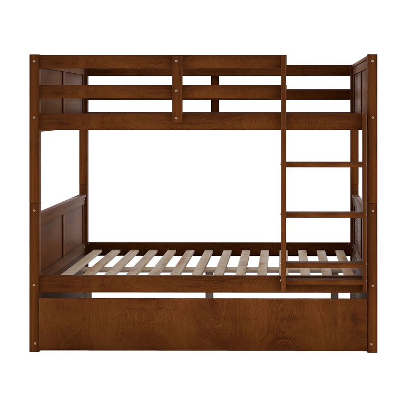 DreamHaus bunk bed with twin size trundle, featuring a sturdy wooden frame and space-saving design for kids' bedrooms.