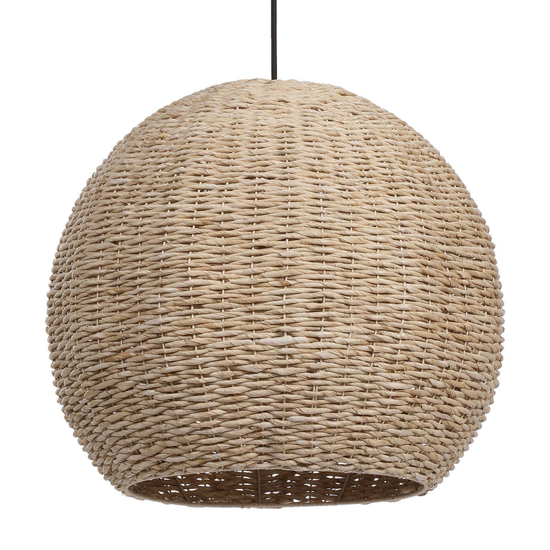 Seagrass 1-light dome pendant light in light brown by Uttermost, showcasing woven seagrass shade and modern pendant design.