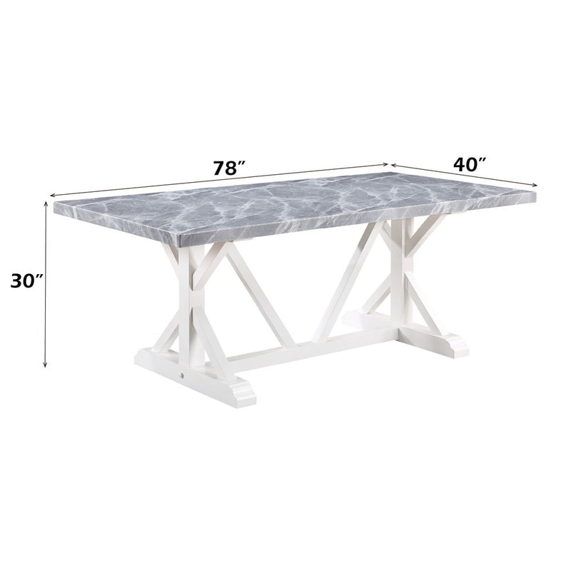Hollyn - Dining Table With Engineered Stone Top - Engineered Stone & White - R&R Furniture Gallery (Fountain Valley, CA)