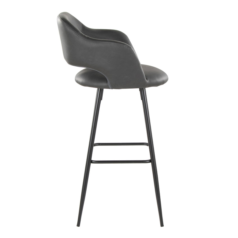 Pair of Lumi Source Margarite contemporary barstools with sleek design, set of 2, featuring wooden seats and metal legs.