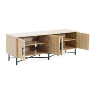 4 Door TV Cabinet, 2 Storage Spaces, Adjustable Shelves - R&R Furniture Gallery (Fountain Valley, CA)