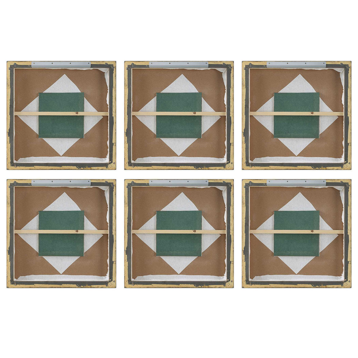 Cumulation - Framed Canvases (Set of 6) - White / Blue