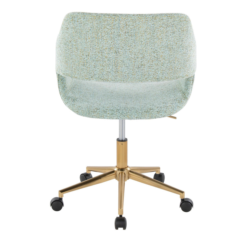 Lumi Source Margarite contemporary task desk chair with black cushioned seat and backrest, adjustable height, and modern design.