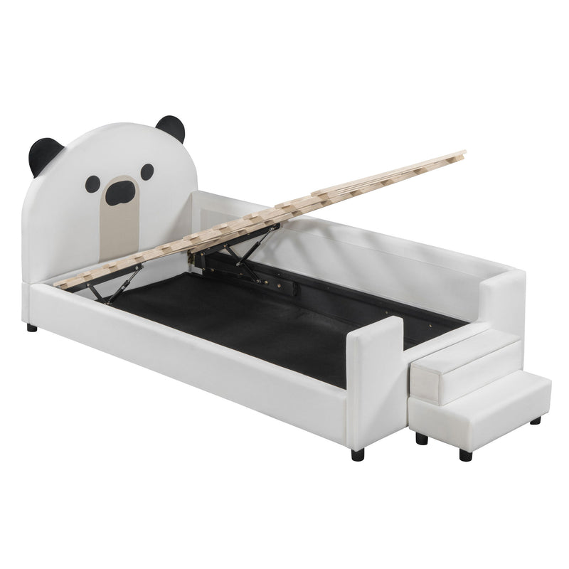 Upholstered Daybed With Bear Shaped Headboard, Hydraulic System And Breathable Fence - R&R Furniture Gallery (Fountain Valley, CA)